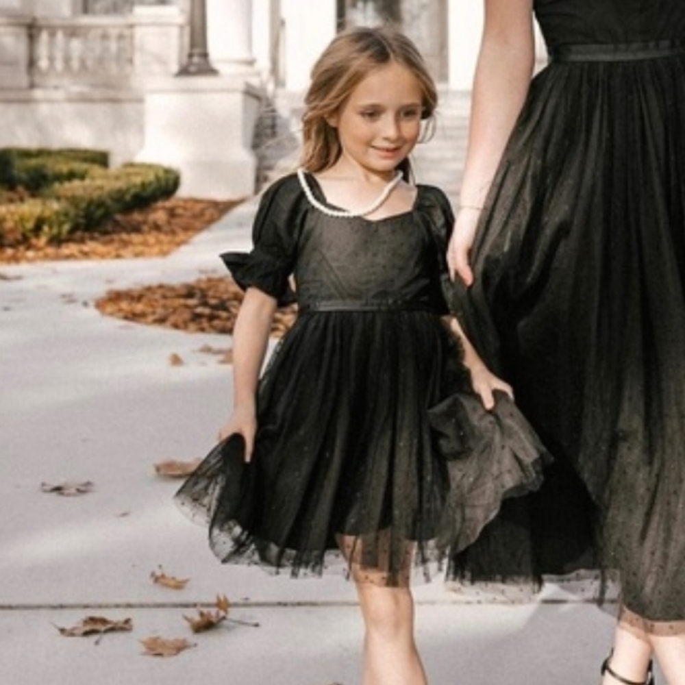 Ivy City Girl Black Puff Sleeve Dress